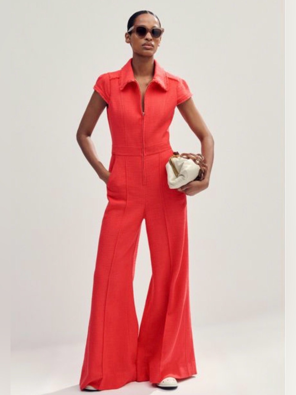 ME+EM Vibrant Red Zip-Front Jumpsuit
